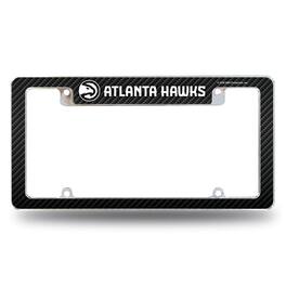 Rico Industries - Atlanta Hawks NBA Chrome Metal License Plate Frame with Carbon Fiber Design - Multi