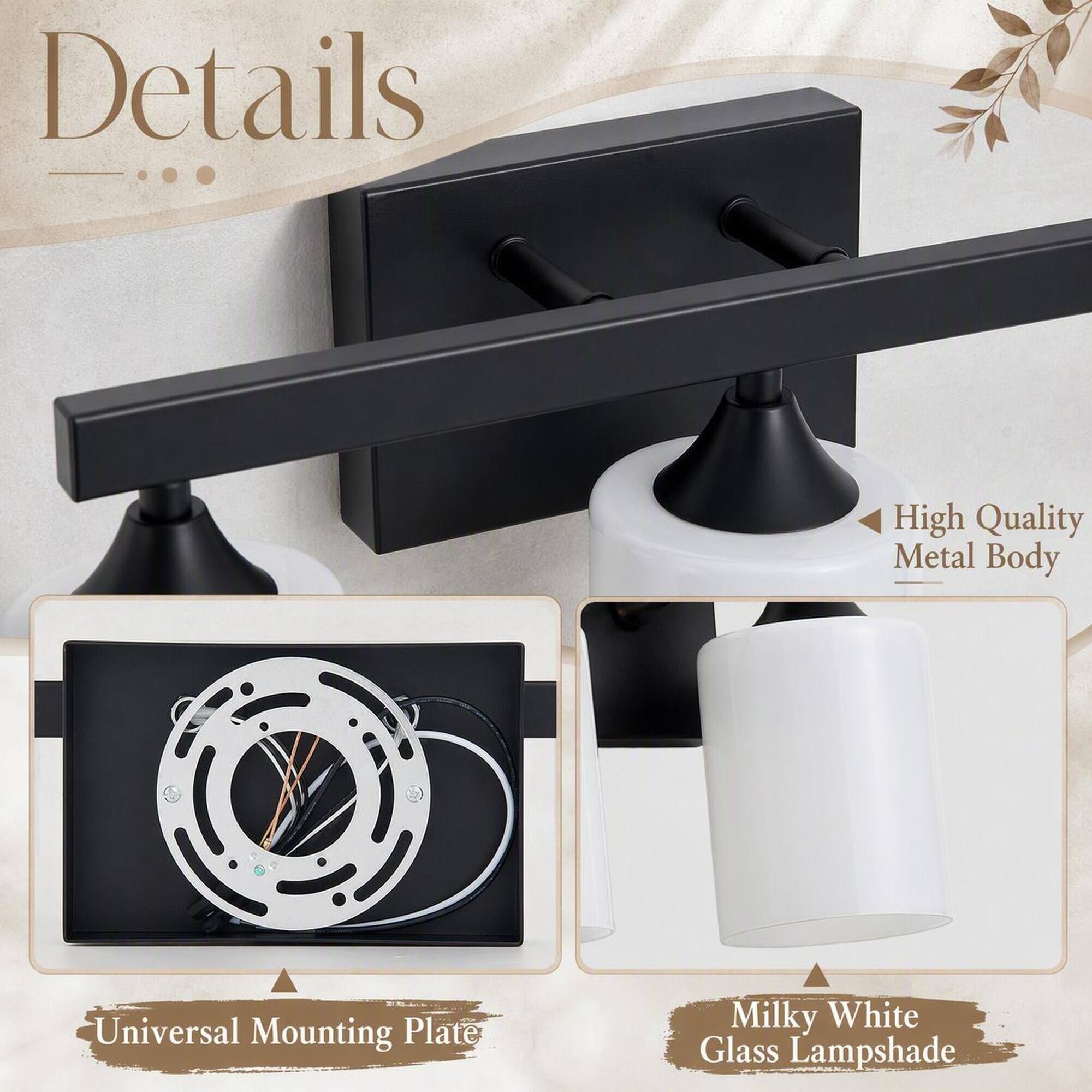 Details

High Quality Metal Body

Universal Mounting Plate

Milky White Glass Lampshade