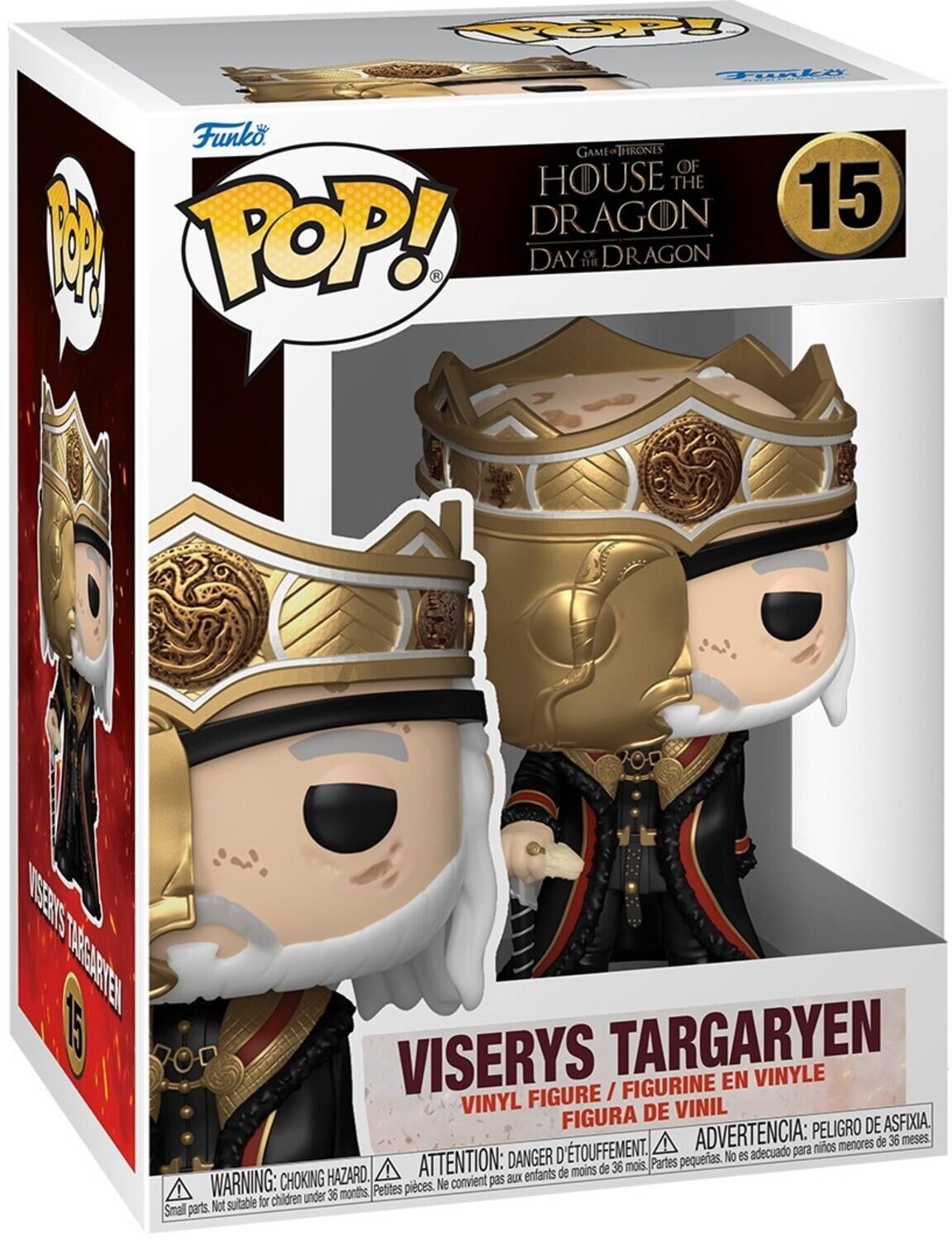 COOPPy Tockyy W Funko GAME THRONES OF HOUSE THE DRAGON M POP! R DAY THE OF DRAGON 15 MISSENS TAGARNTEN 15 1 VISERYS TARGARYEN FIGURINE EN VINYLE FIGURE / VINYL DE VINIL FIGURA PELIGRO DE ASFIXIA D'TOUFFEMENT. ADVERTENCIA: para nios menores de 36 meses DANGER pequeras. No es adecuado HAZARD. ATTENTION: enfants de moins de 36 mois. Partes WARNING: CHOKING Ne convient pas aux 36 months, Petites pieces. Not suitable for children under Smal parts. Not
