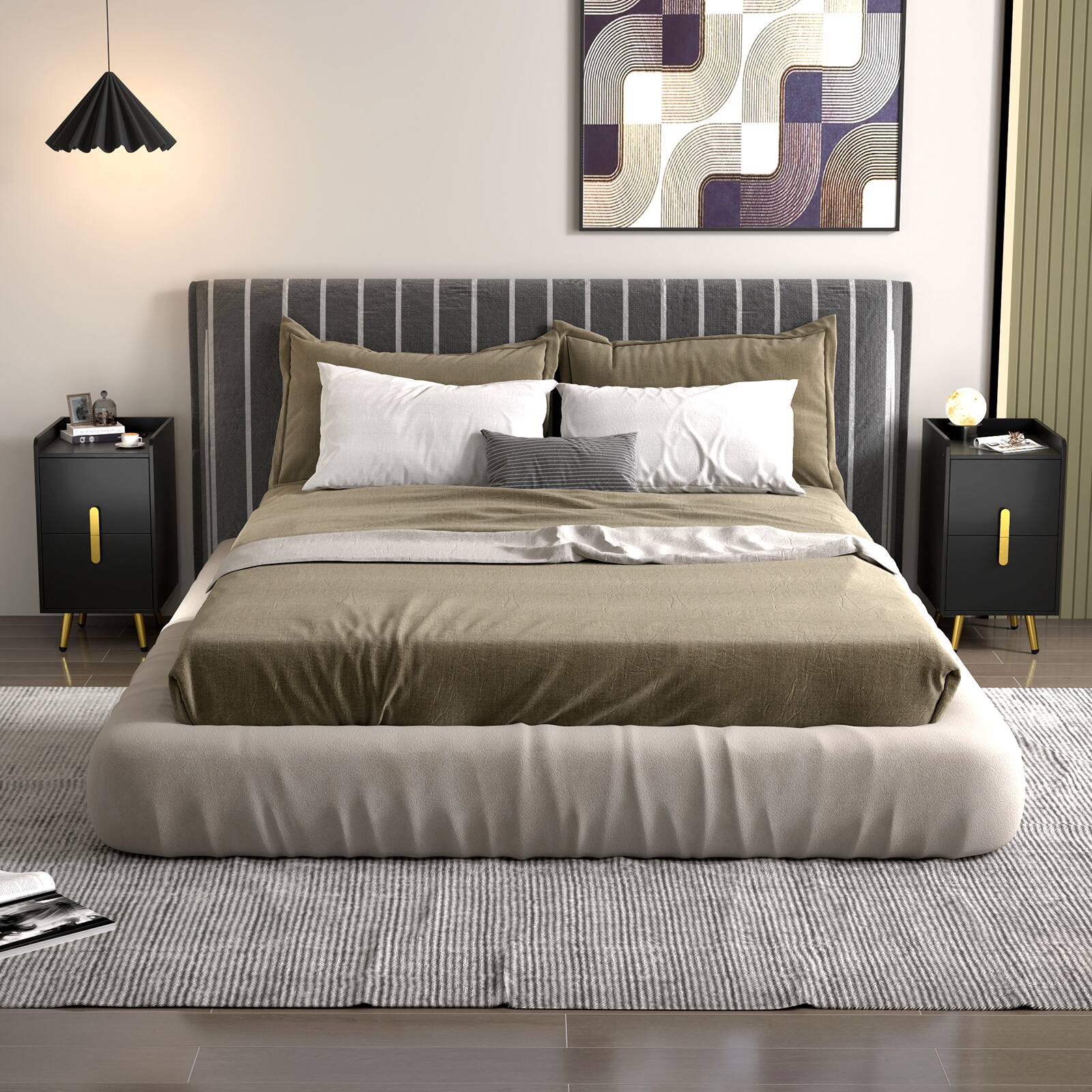 Alt View 3. Gymax - Gymax 2PCS Nightstand w/ Charging Station Home Bedside Sofa Side Tables w/ 2 Drawers - Black.