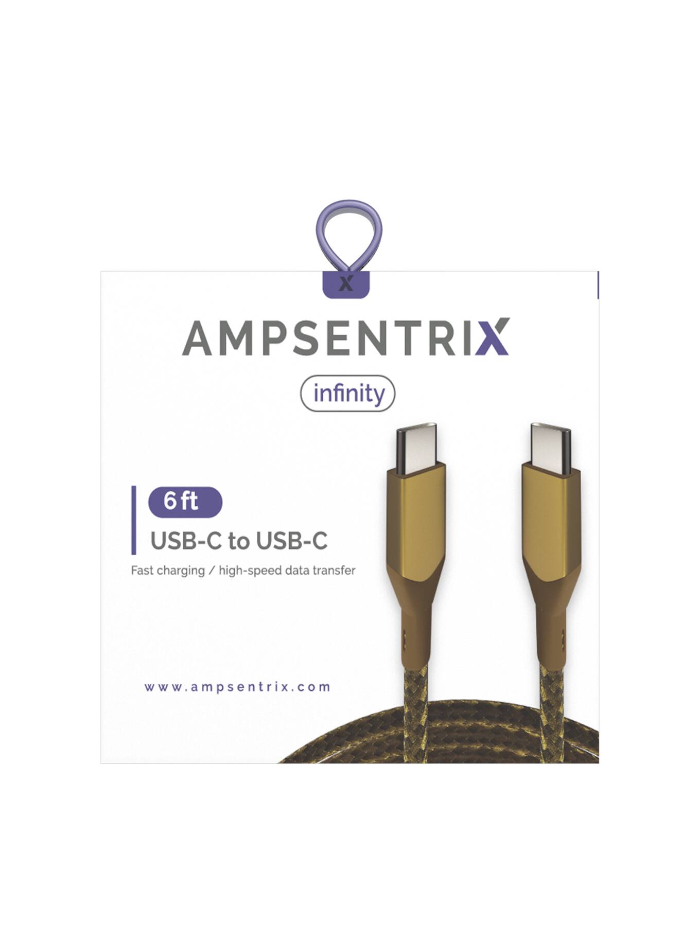 AMPSENTRIX  
infinity  

6 ft  
USB-C to USB-C  
Fast charging / high-speed data transfer  

www.ampsentrix.com