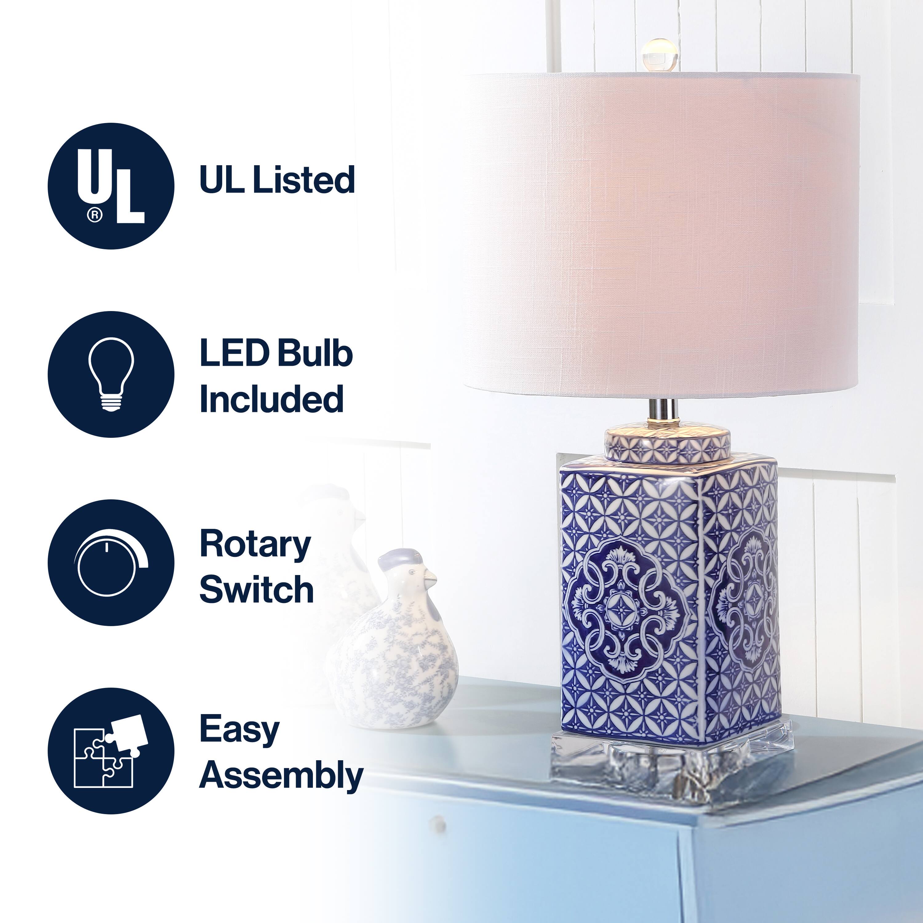 - UL Listed
- LED Bulb Included
- Rotary Switch
- Easy Assembly