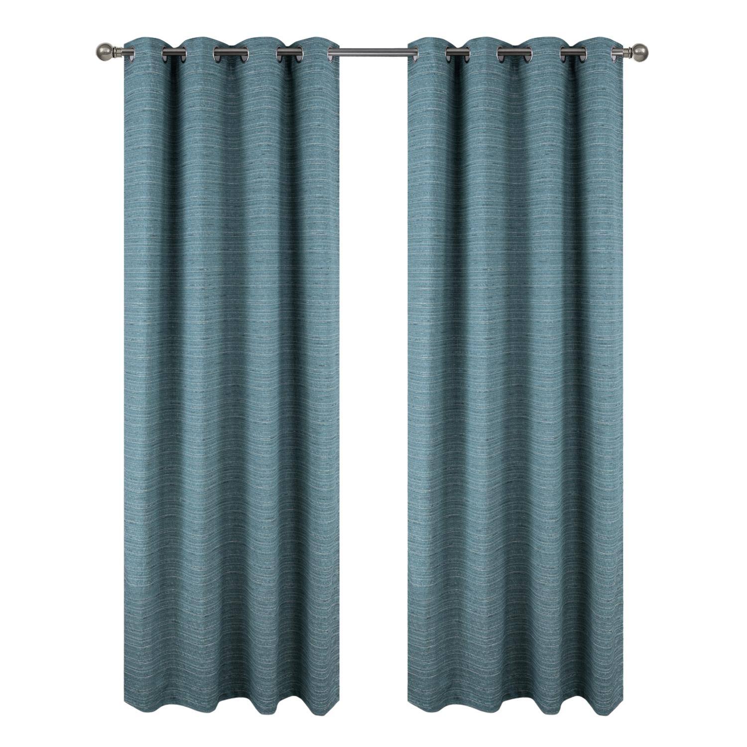 Front. RT Designers Collection - RT Designer Collection Kensington Jacquard Foam Backed Luxurious Decorative Grommet Curtain Panel 54" x 84" Wedge - Wedgewood.
