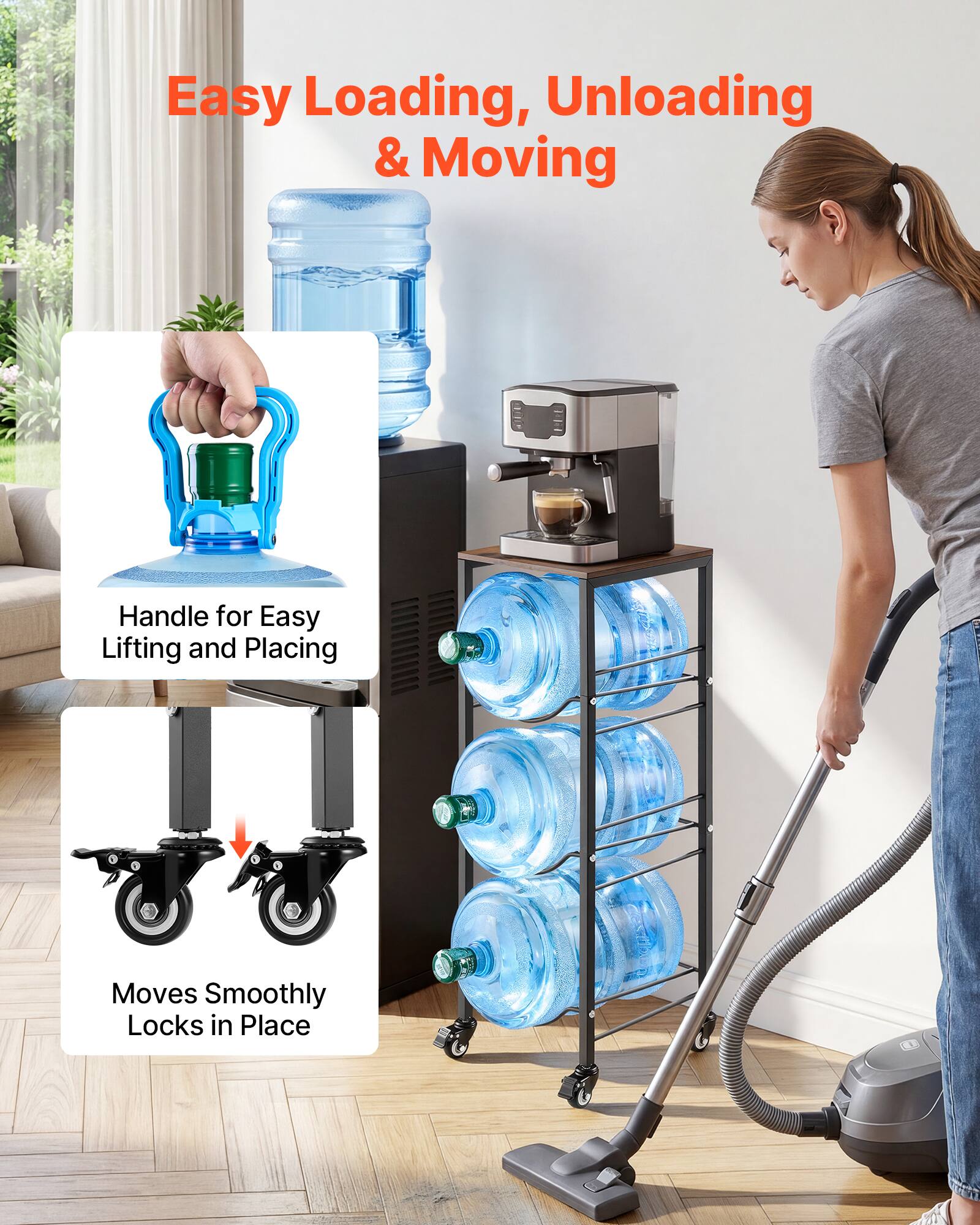 Easy Loading, Unloading & Moving

Handle for Easy Lifting and Placing

Moves Smoothly Locks in Place