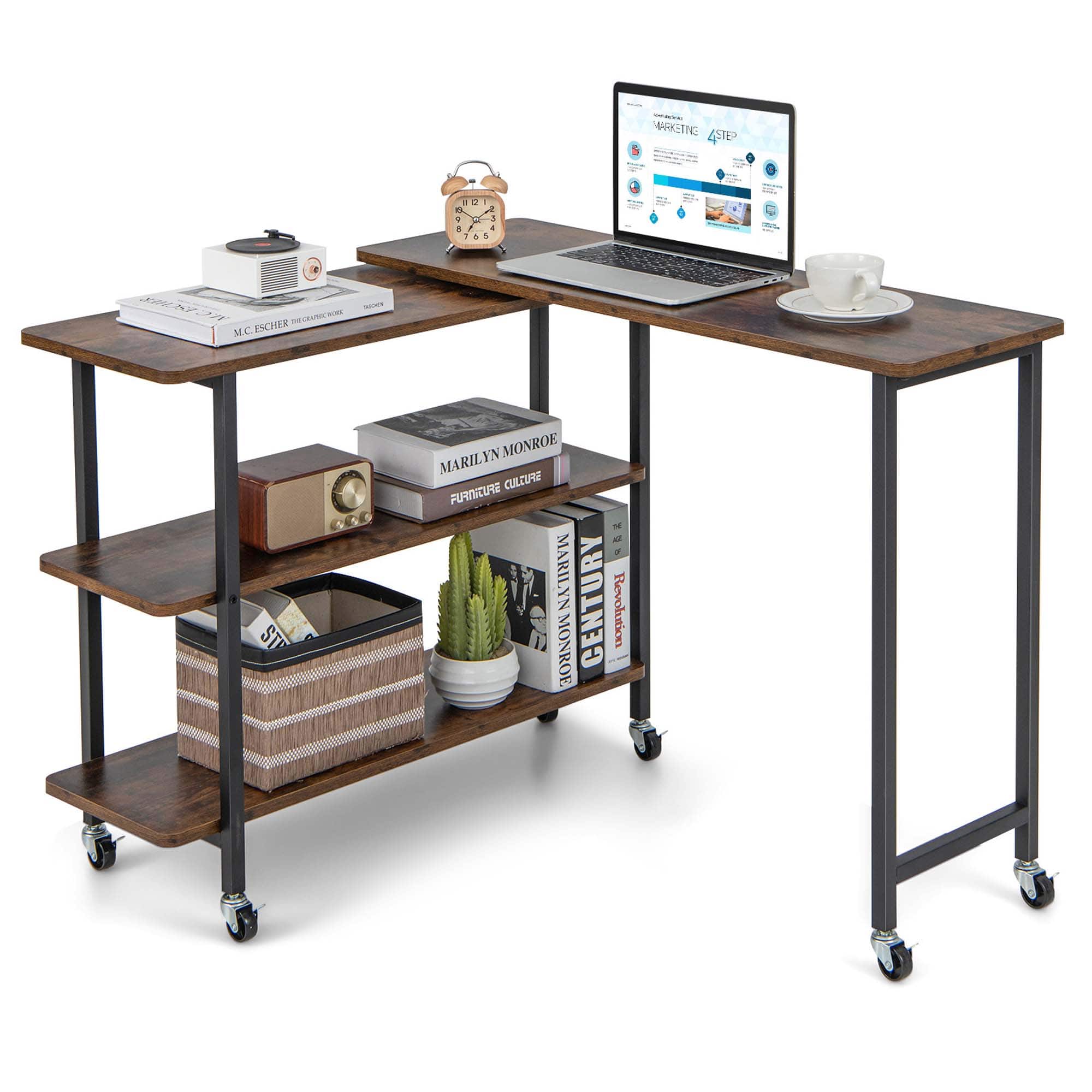 Costway 360° Rotatable Sofa Side Table L shaped Laptop Desk Snack