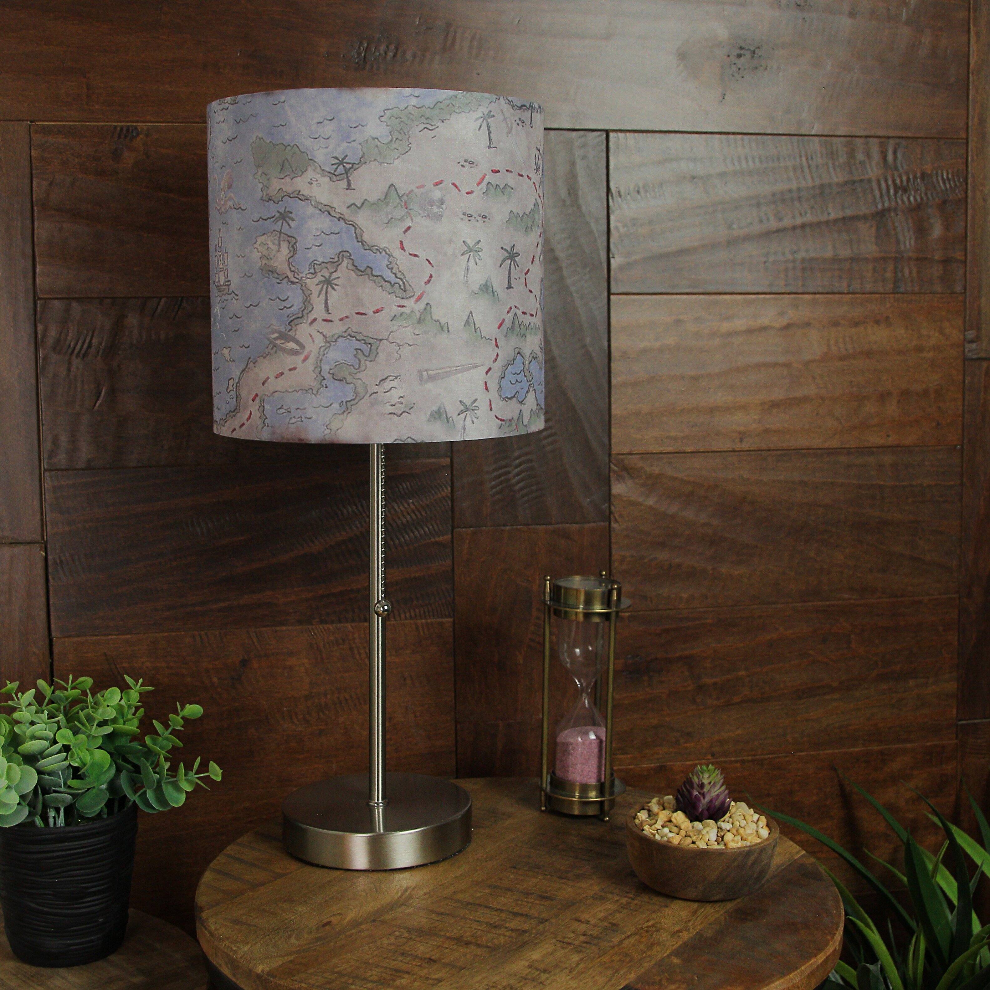 Alt View 7. Zeckos - Decorative Treasure Map Brushed Nickel Accent Lamp Coastal Pirate Beach Decor - Multicolored.