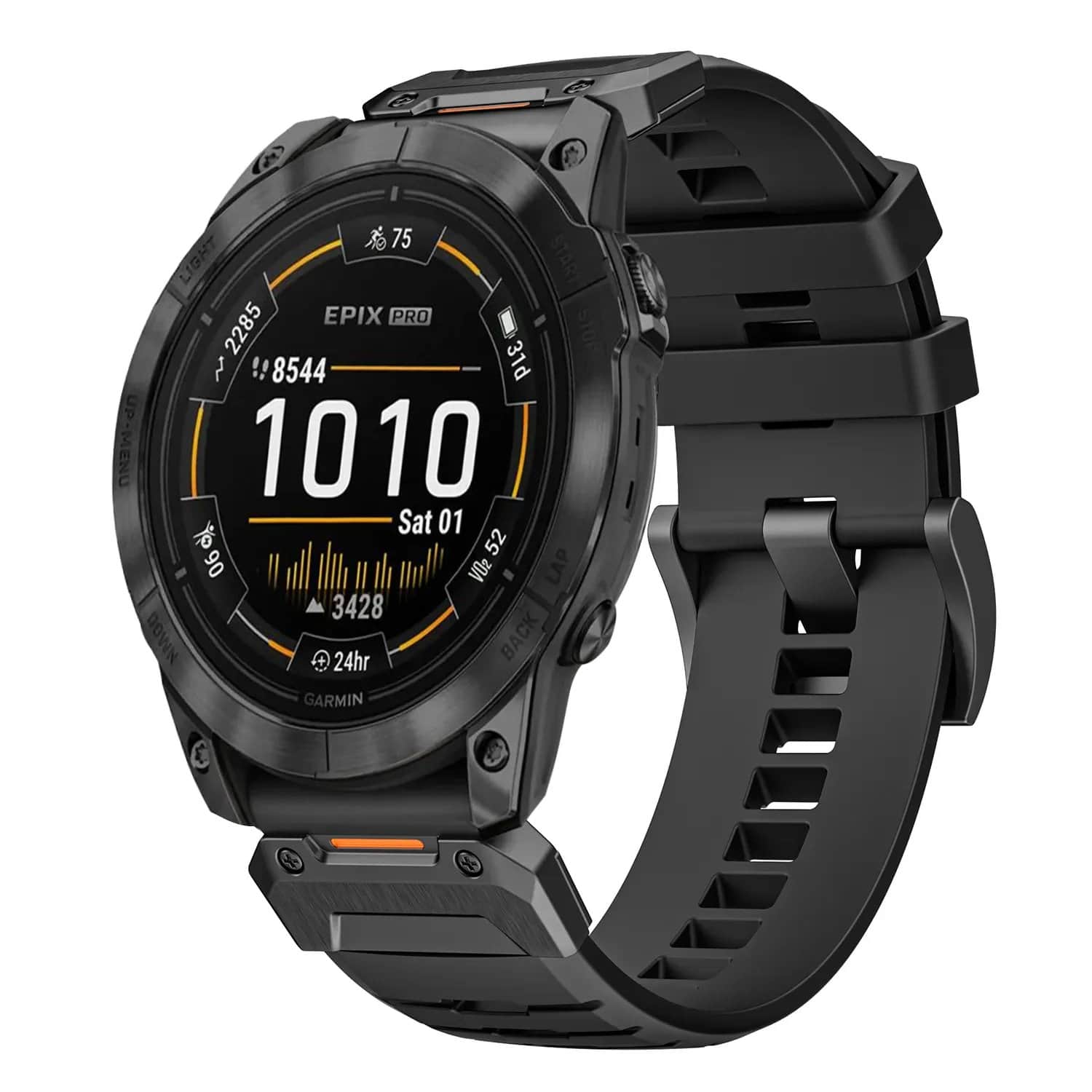 StrapsCo - Elite FKM Strap QuickFit 26 Watch Band For Garmin Epix Pro – 51mm - Obsidian