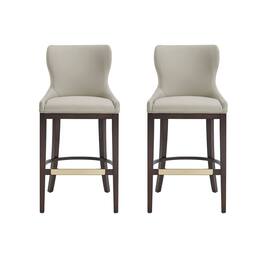 Manhattan Comfort - Blair Modern Wood Upholstered Barstool - Set of 2 - Stone