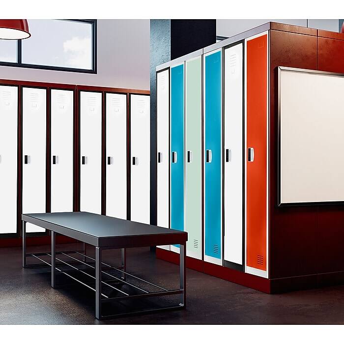 Left. AdirOffice - Storage Locker 629-Series 72" H 1-Tier Steel 2-Shelf Locker with Digital Lock - Black Bidy/White Doors.