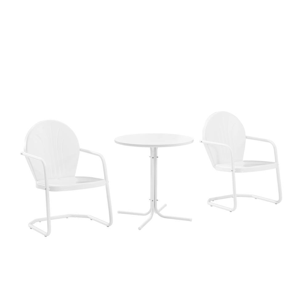 Alt View 7. Crosley Furniture - Griffith 3Pc Retro Outdoor Bistro Set - Bistro Table & 2 Chairs - White Gloss.