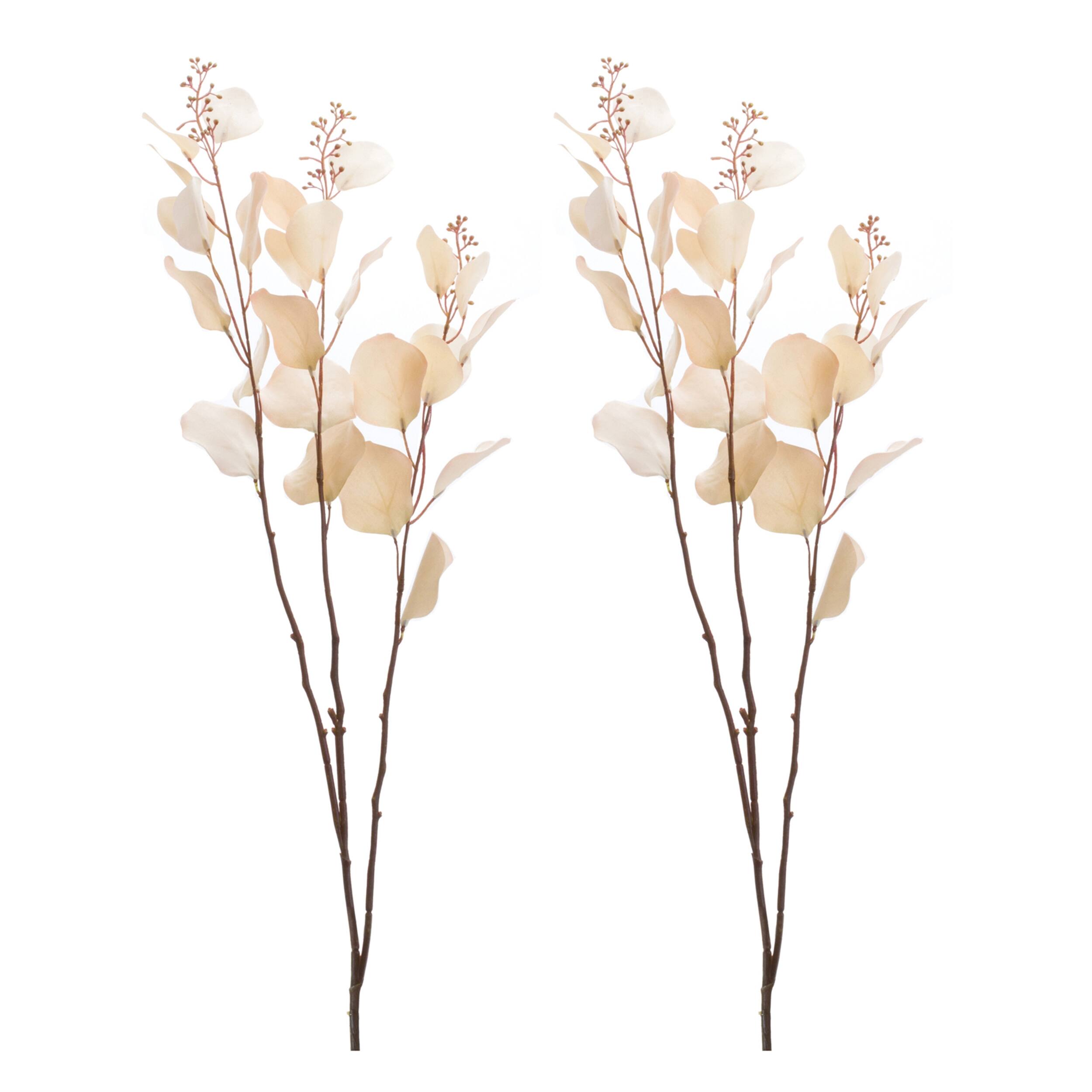 Left. BreeBe - Seeded Eucalyptus Stem (Set of 2) - Beige.