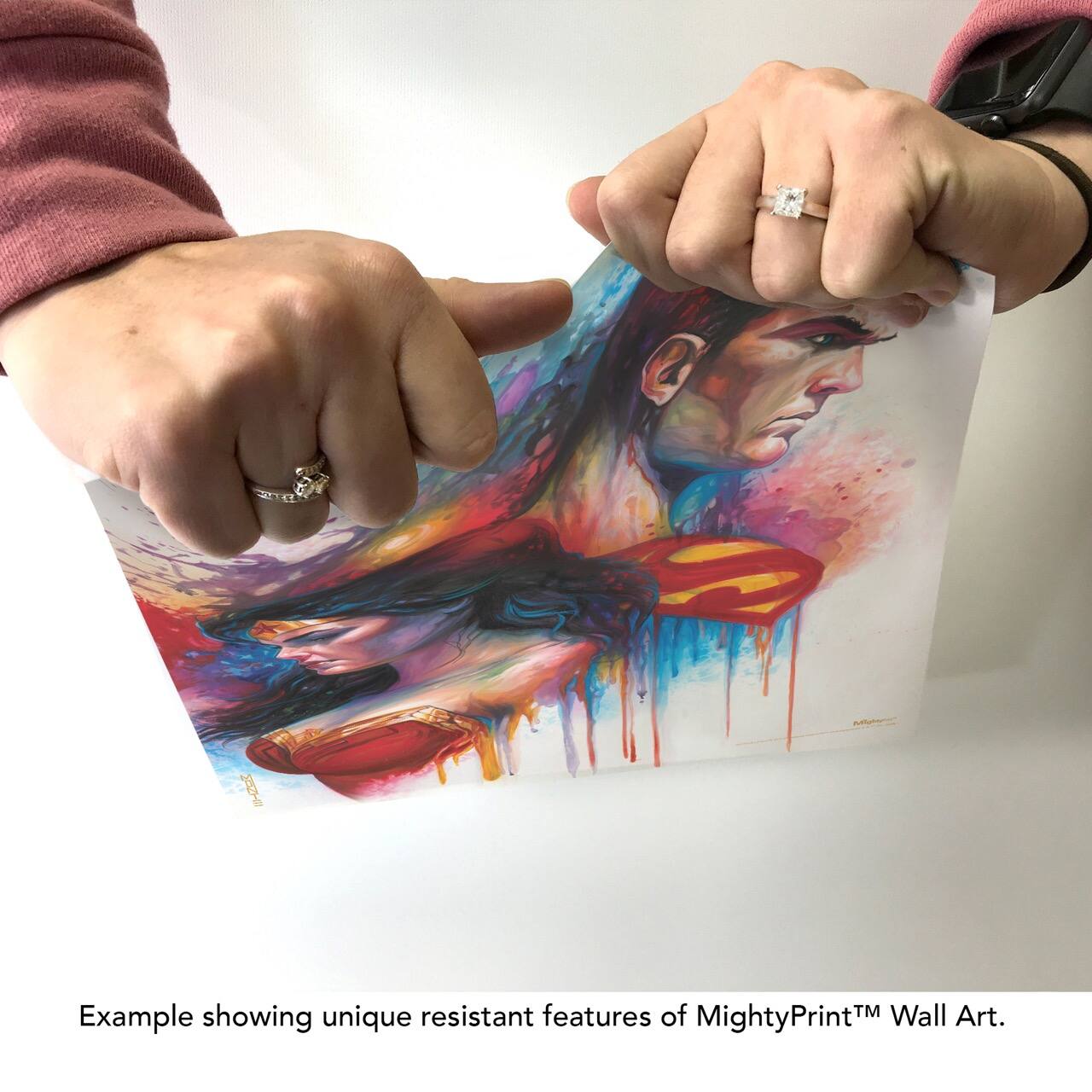 Example showing unique resistant features of MightyPrint™ Wall Art.