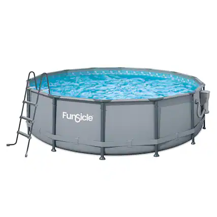 Front. Funsicle - Funsicle 14' x 42" Oasis Outdoor Round Frame Above Ground Swimming Pool, Gray - Gray.