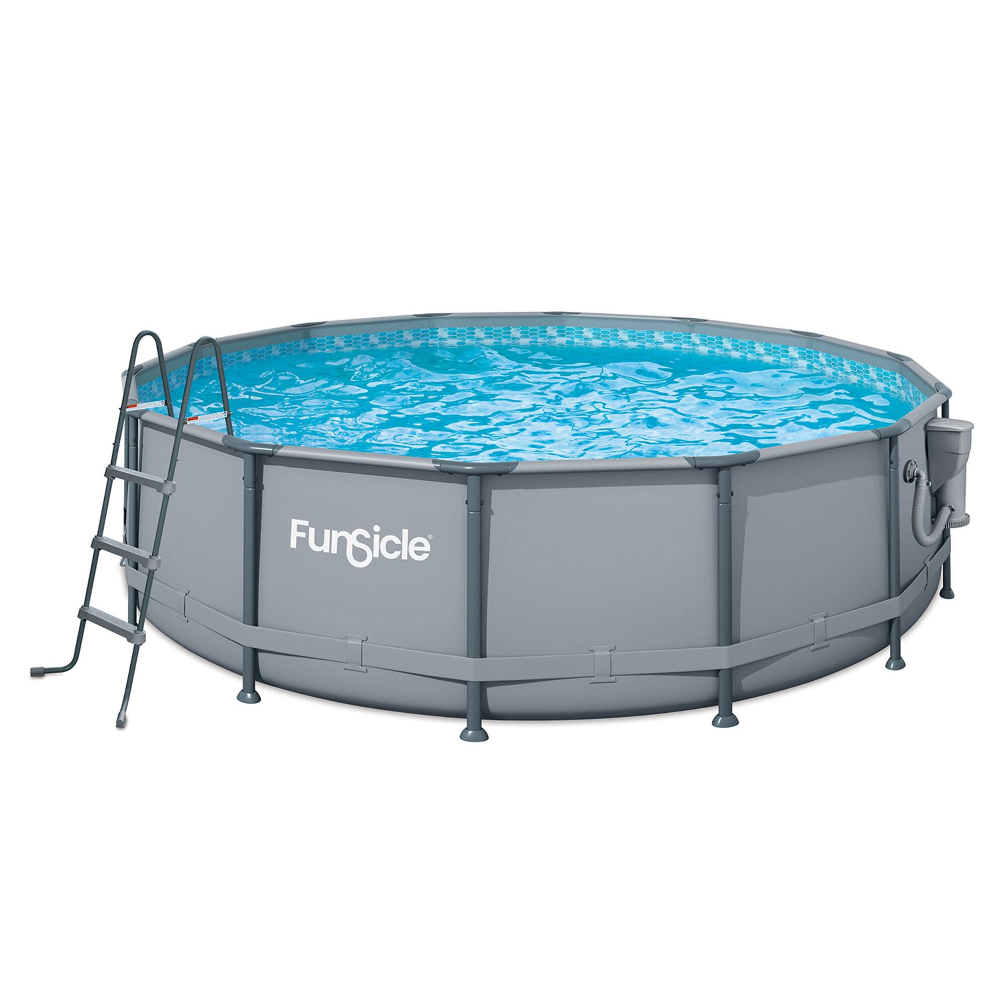 Front. Funsicle - Funsicle 14' x 42" Oasis Outdoor Round Frame Above Ground Swimming Pool, Gray - Gray.