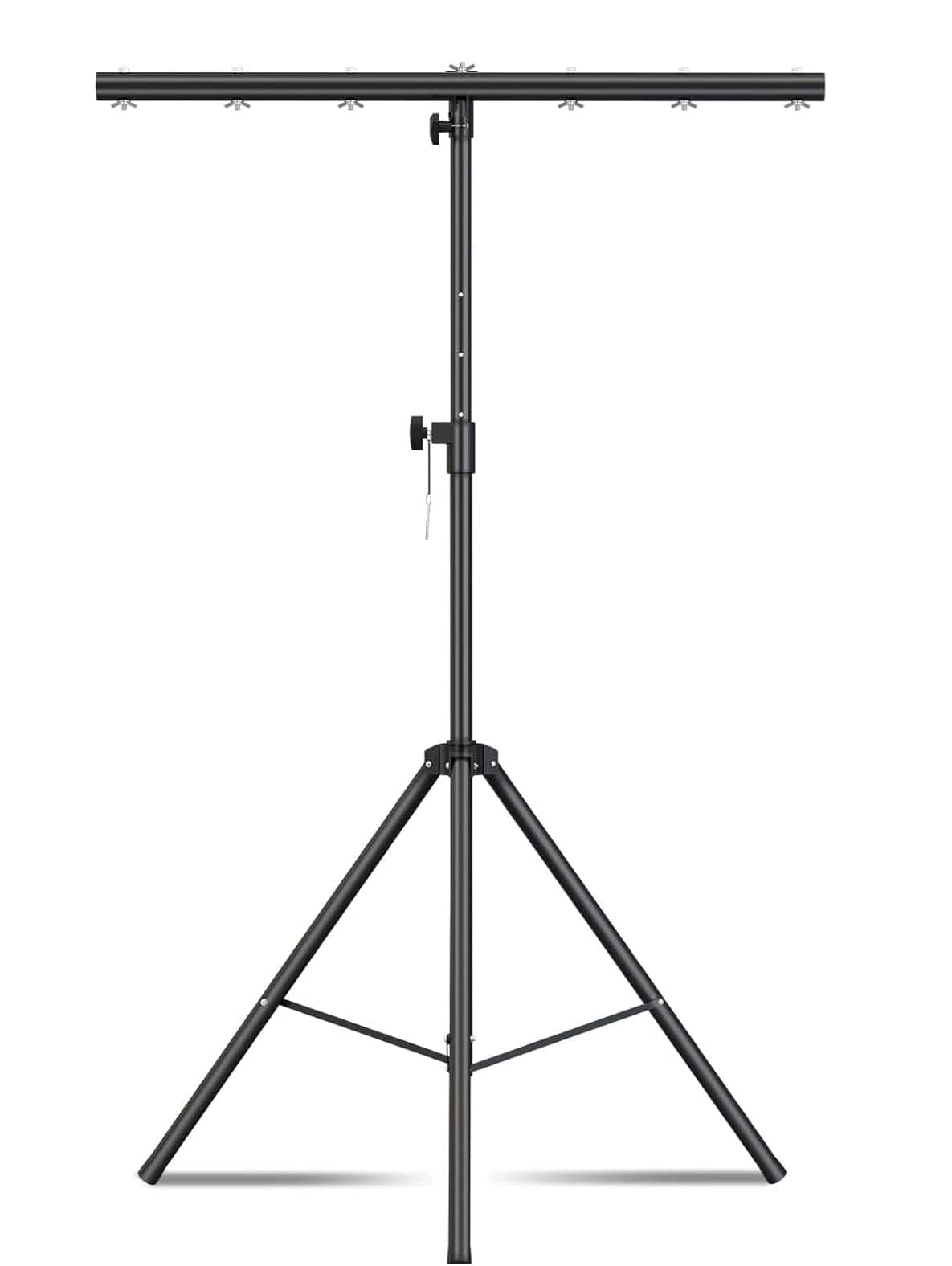 FINEAK - 41-95in Adjustable Round T-Bar DJ Light Tripod - Heavy Duty for 7 Par Can Lights, Stage Bar Party - Black