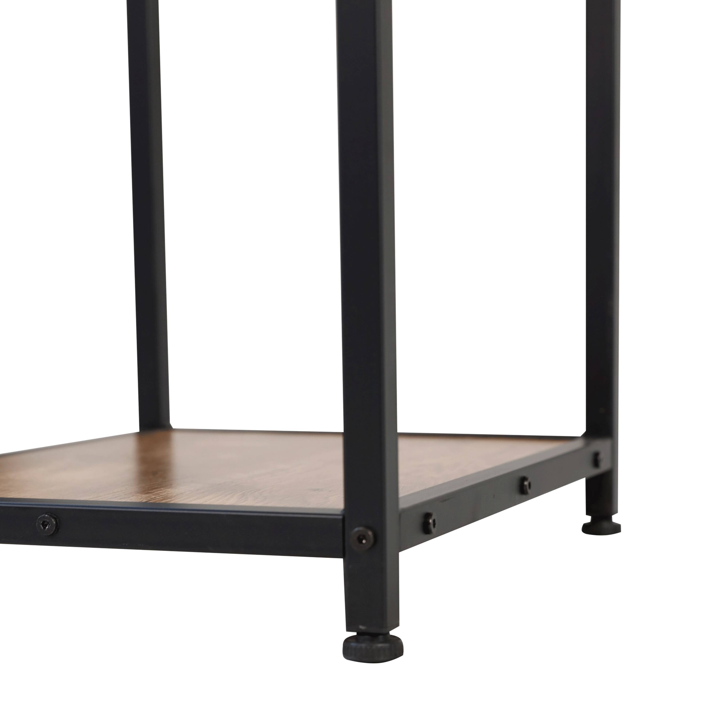 Alt View 10. Emma + Oliver - Modern Freestanding Metal Bar Table with Bottle and Stemware Storage - Light Brown Top/Black Frame.