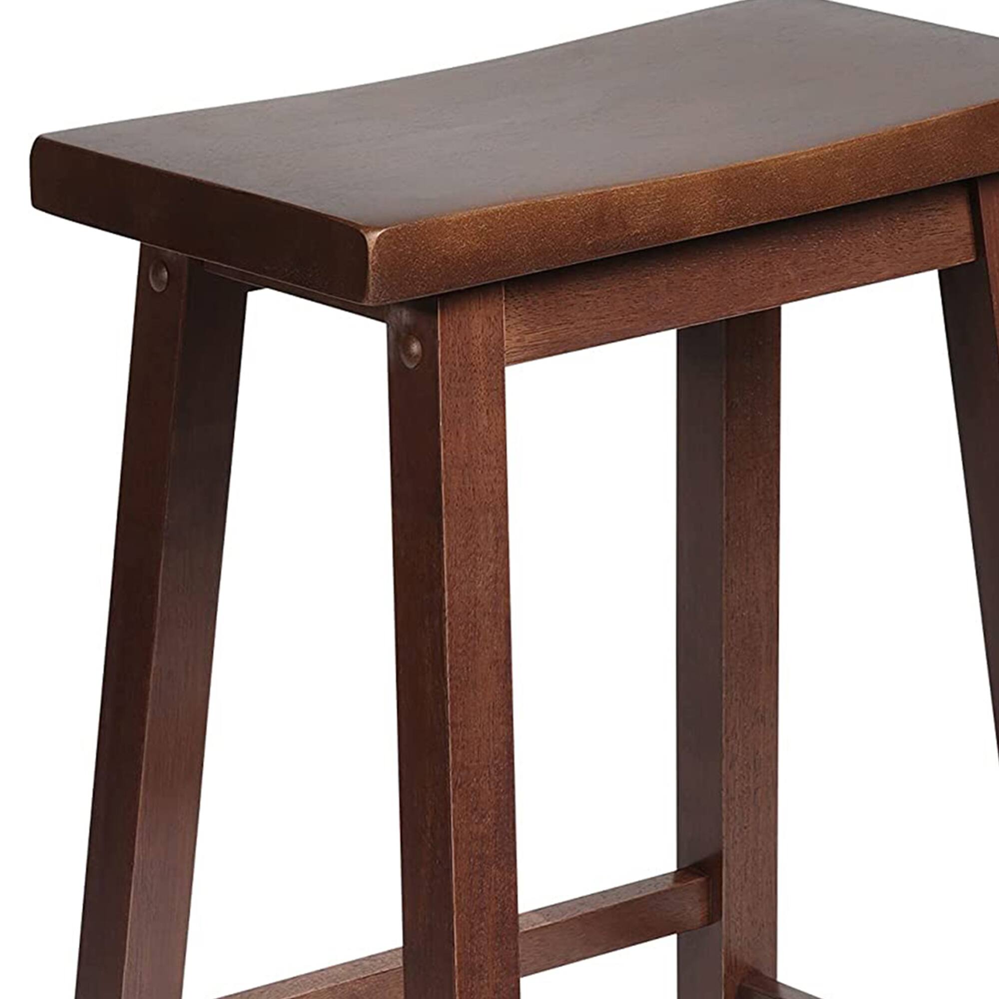 Alt View 2. PJ Wood - PJ Wood Classic Saddle Seat 24 Inch Kitchen Bar Counter Stool, Walnut (2 Pack) - Walnut.