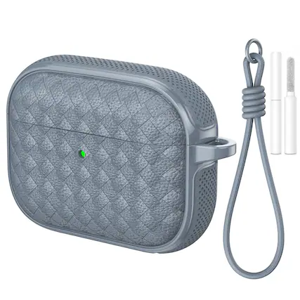 Front. Dteck - for AirPods Pro 3 Case, Woven Series Earbuds Protective Case, Full Drop Protection Cover with Lanyard and Cleaning Kit - Gray.