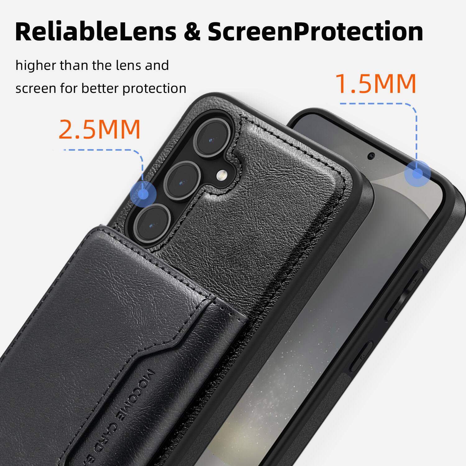 ReliableLens & ScreenProtection  
higher than the lens and screen for better protection  

2.5MM  
1.5MM