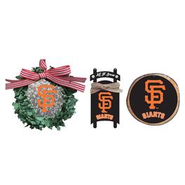The Memory Company - San Francisco Giants Three-Pack Wreath, Sled & Circle Ornament Set - Multicolor