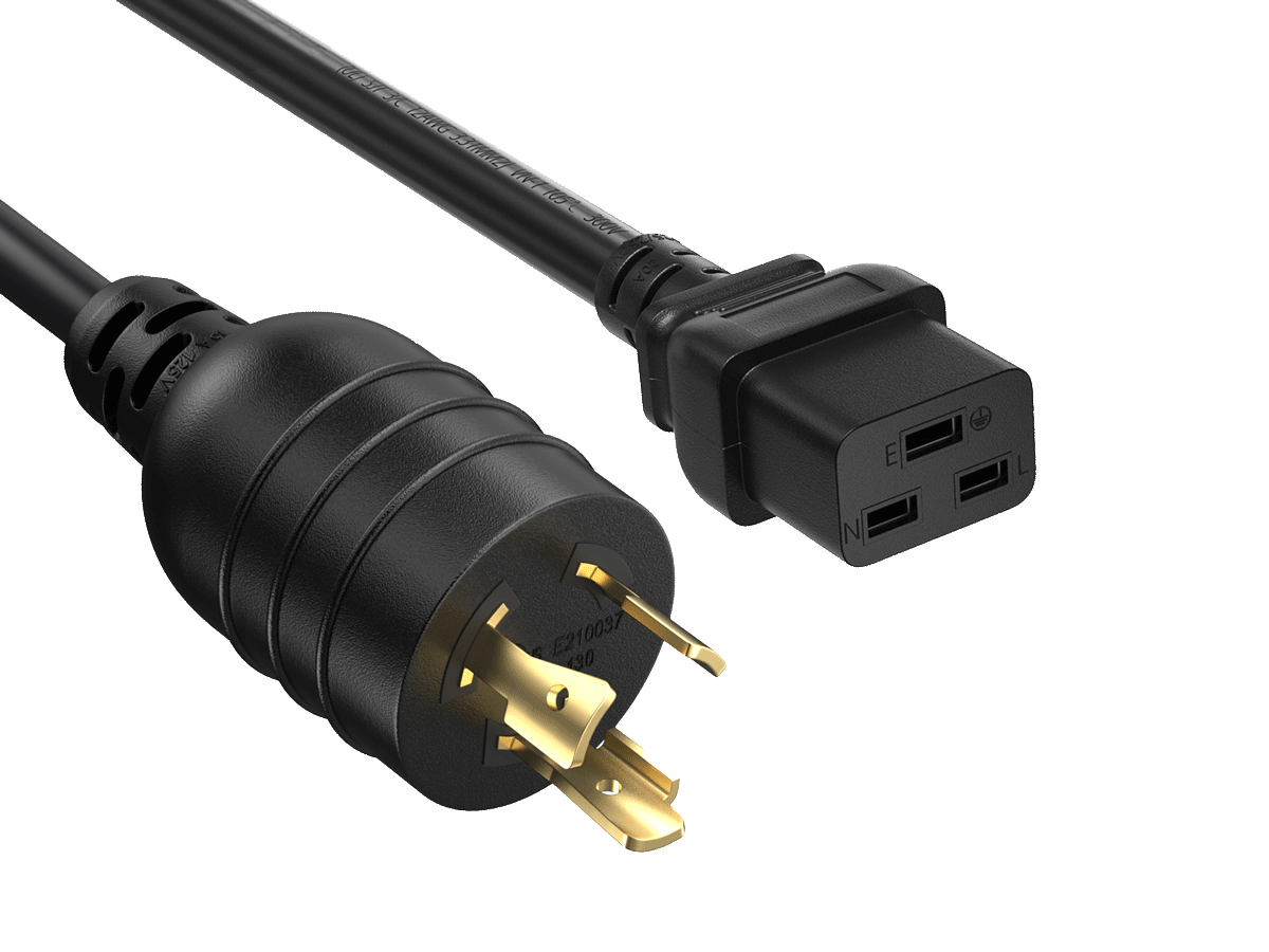 Cable Leader - NEMA L5-20P to IEC C19 Power Cord, Twist Lock Heavy Duty 12 AWG 20A 125V for Server, UPS, Rack PDU, Network Switch - Black