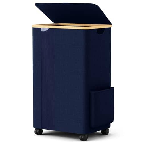 ESBANY - Laundry Basket Laundry Hamper with Lid, Collapsible Laundry Hampers, Laundry Bin, Clothes Hamper Basket with Internal - Blue