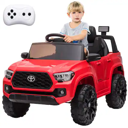 Front. Acekool - Officially Licensed Toyota Tacoma Car,12V Battery Powered Electric Car with Remote Control,Spring Suspension Safety Belt.