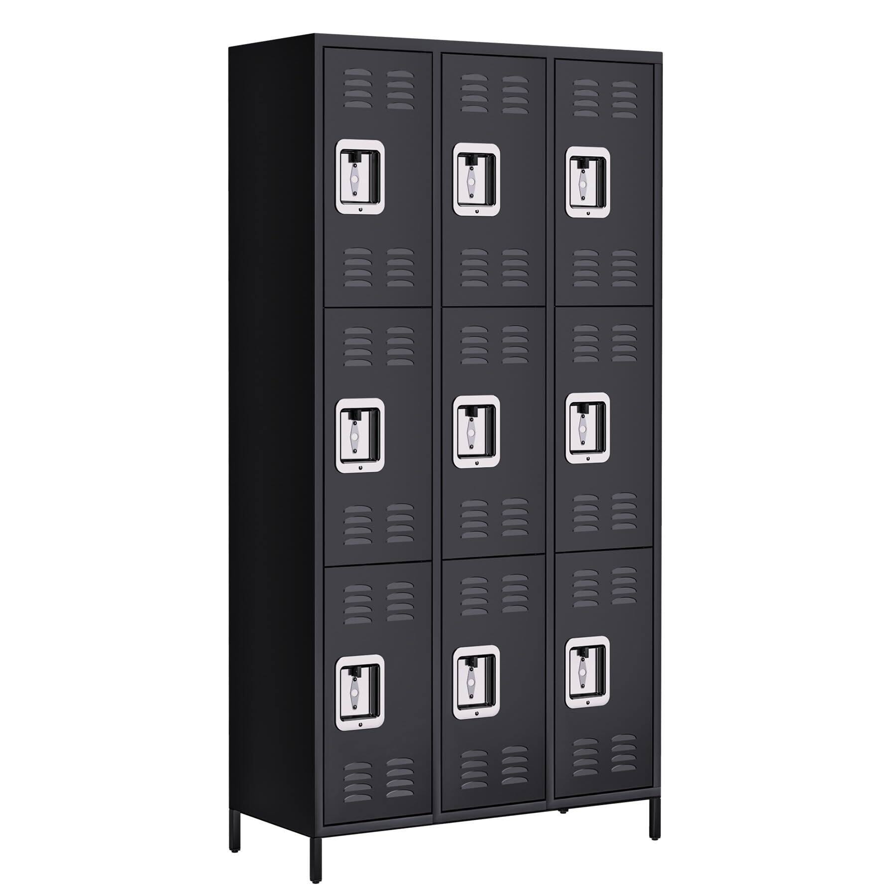 Alt View 5. GARVEE - 9 Doors Metal Lockers Tall Metal Office Storage Cabinet with 27 Hooks and 9 Shelves for Home Office Gym School - Black.