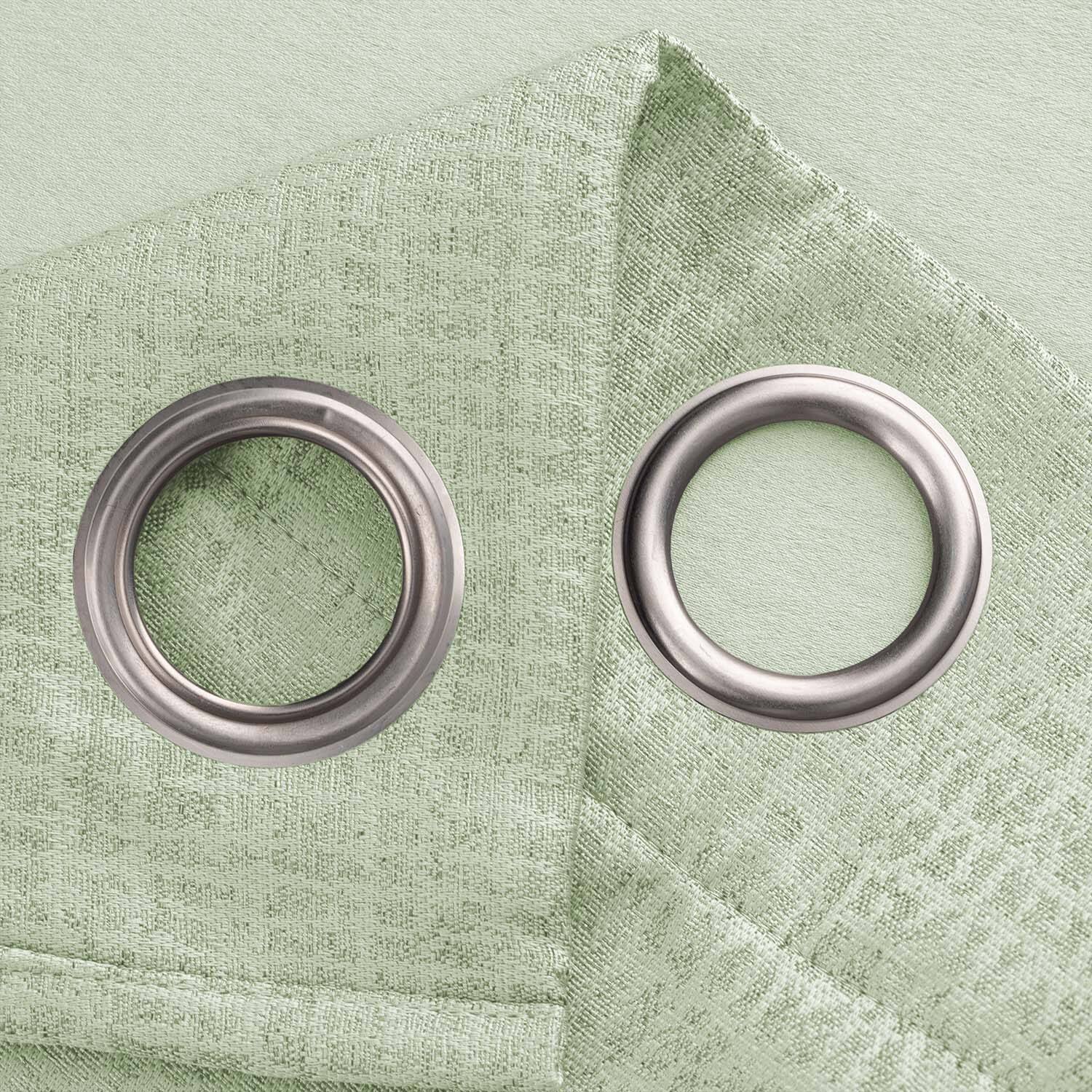 Left. RT Designers Collection - RT Designer Collection Demi Lux Jacquard Blackout Grommet Curtain Panel 52" x 84" Sage - Sage.