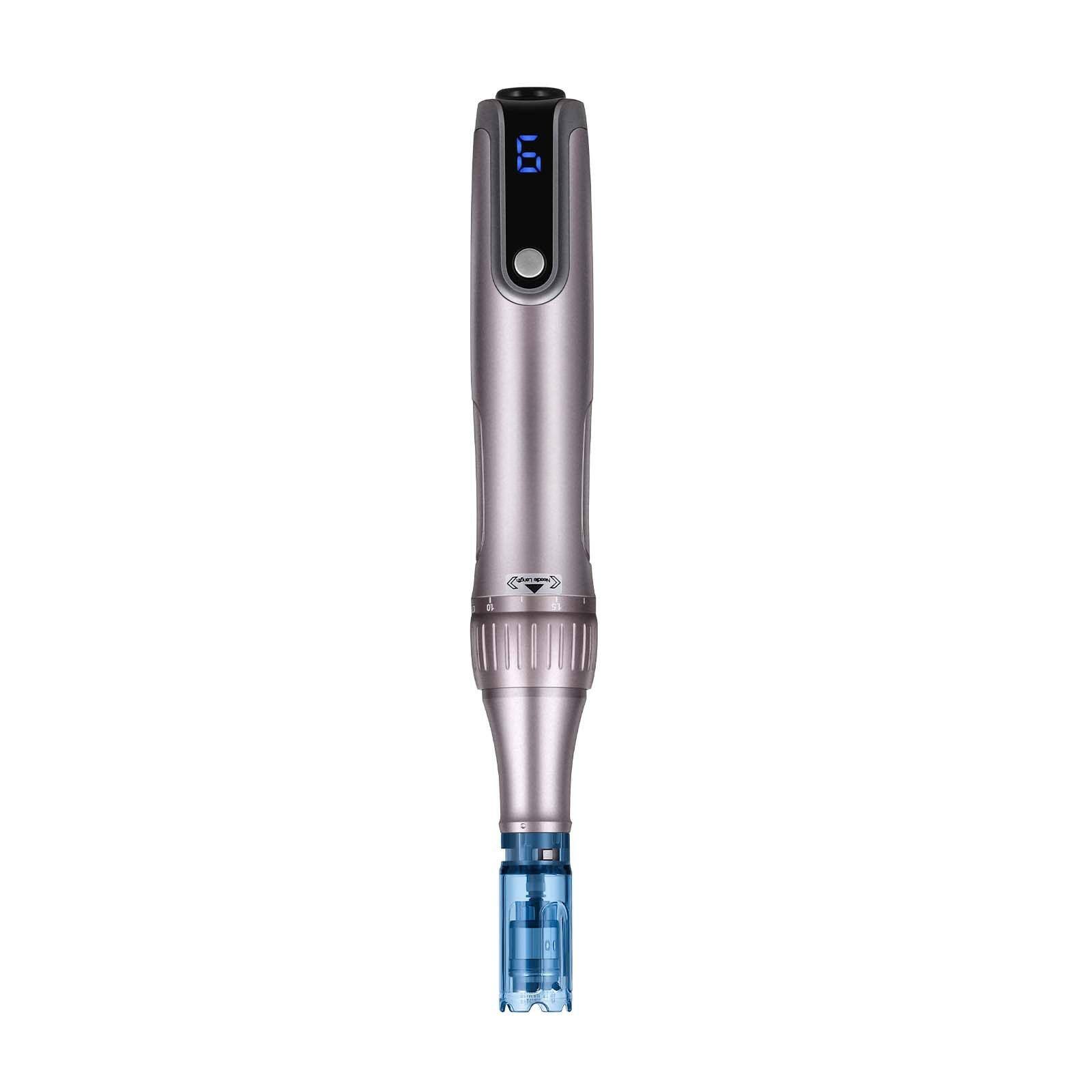 Alt View 10. Glintex - Professional Microneedling Pen M8S Electric Derma Pen w/ 12 Anti-Backflow Cartridges, LCD, 6 Speed, Adjustable Depth.