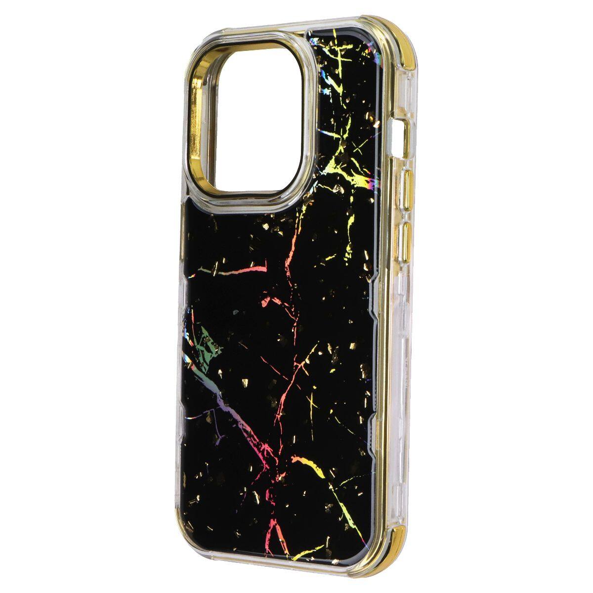 Front. Mybat Pro - MyBat Pro Tuff Series Case for Apple iPhone 14 Pro - Black Marbling / Gold - Multicolor.