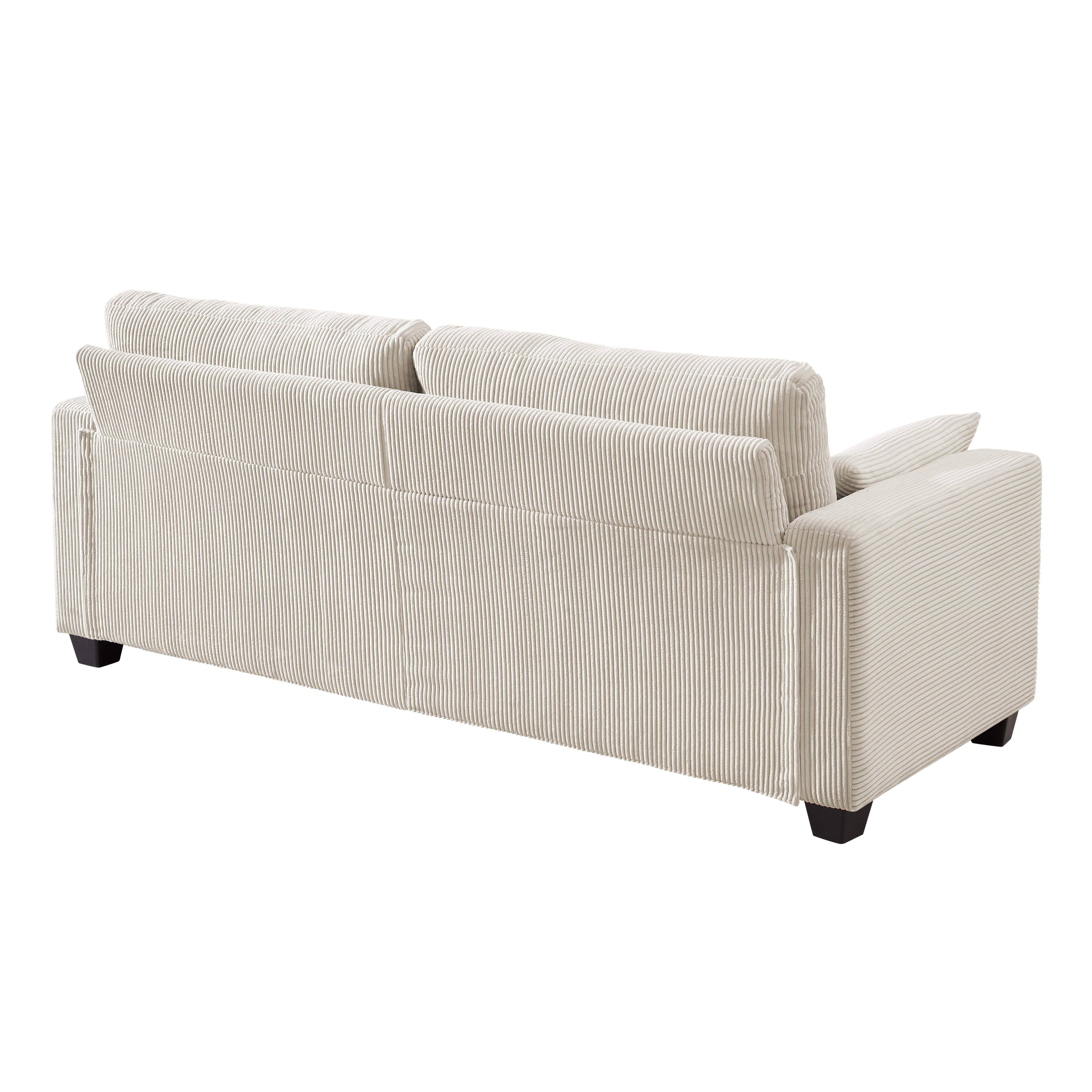 Left. Roomtec - Modern Loveseat Sofa for Living Room Removable Cover Spring Cushions Solid Wood Frame Wide Armrest for Small Space - Beige.
