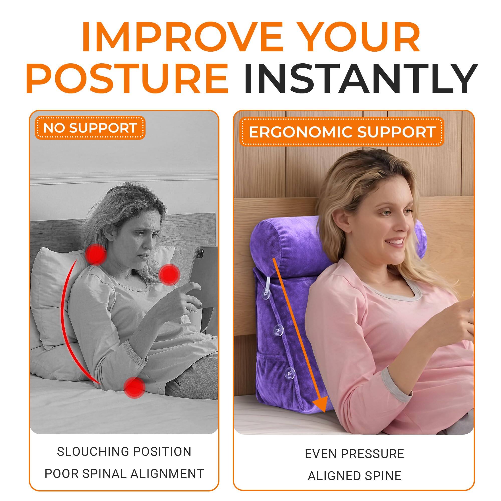 IMPROVE YOUR POSTURE INSTANTLY

NO SUPPORT
SLOUCHING POSITION
POOR SPINAL ALIGNMENT

ERGONOMIC SUPPORT
EVEN PRESSURE
ALIGNED SPINE