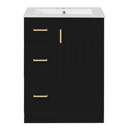 Boyel Living - 24 Inch Modern Bathroom Vanity with Sink 2 Drawers and Soft Close Door - Black