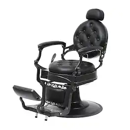 Winado - Vintage Heavy Duty Recline Barber Chair Salon Beauty All Purpose Equipment with Towel Rack, Removable Headrest, Footrest - Black