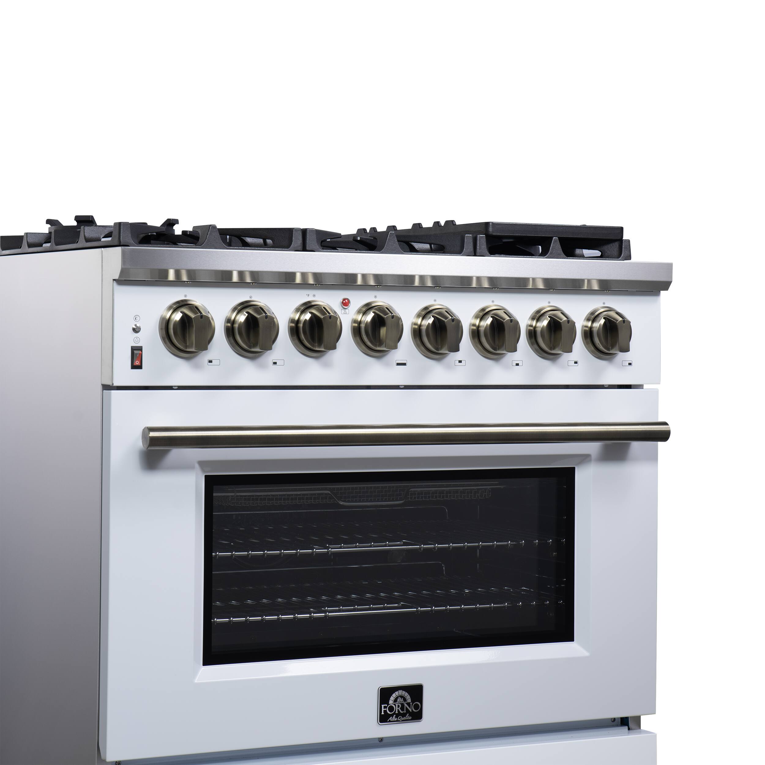 Alt View 5. Forno Appliances - Massimo 5.36 Cu. Ft. Freestanding Dual Fuel True Convection Range with Air Fryer Basket - White.