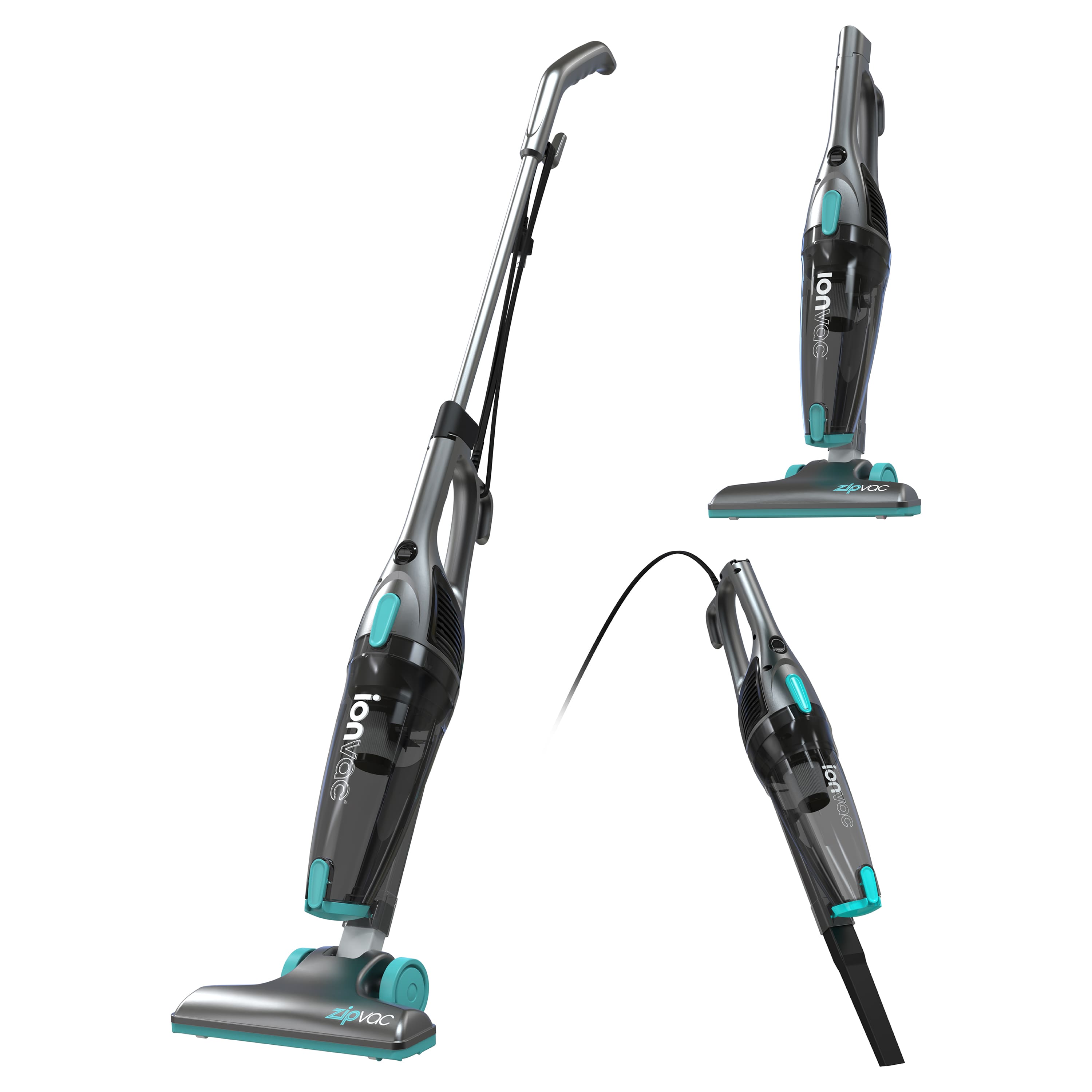 ionvac - Zip Vac Vacuum Cleaner, 3-in-1 Lightweight Corded Upright/Handheld Floor and Carpet Cleaner