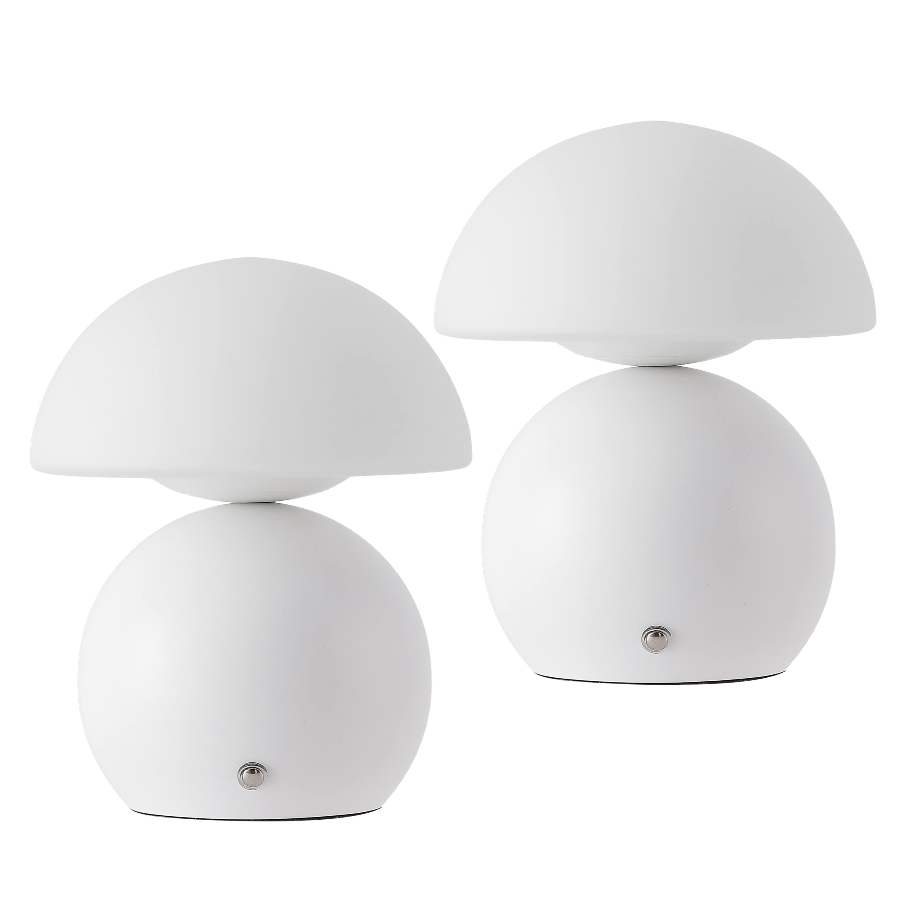 Alt View 7. Jonathan Y - Kanya 7.25" USB-C Rechargeable Table Lamp Set of 2, White Metal Base with White Glass Dome Shade and Touch Dimmer - White.