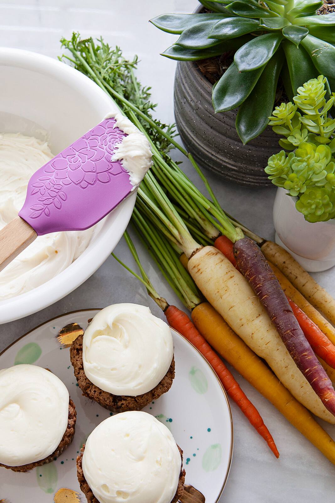 Alt View 1. Talisman Designs - Laser Etched Beechwood Large Silicone Spatula, Succulent Collection, Set of 1, Purple - Purple.