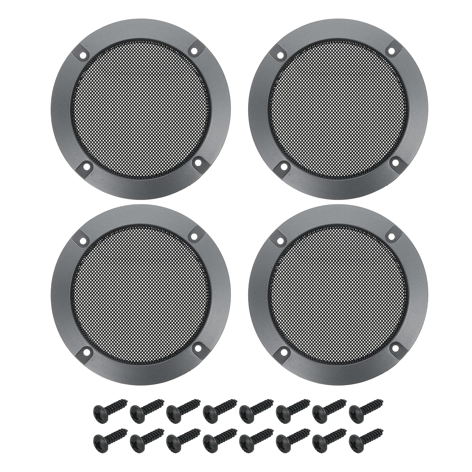 Unique Bargains - 4pcs Speaker Grill Mesh Metal Woofer Guard Protector ABS Frame with Screws for Home Audio Car Speaker - Black Iron Gray