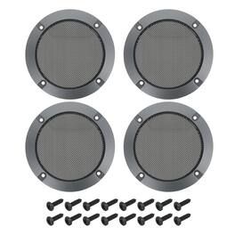 Unique Bargains - 4pcs Speaker Grill Mesh Metal Woofer Guard Protector ABS Frame with Screws for Home Audio Car Speaker - Black Iron Gray