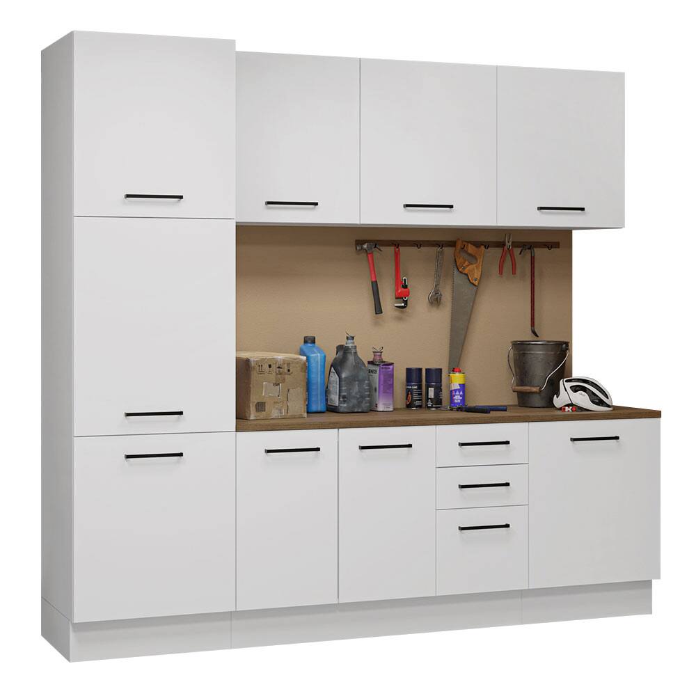 Front. Madesa - Madesa Garage Storage Cabinet Set 94"L Multiple Compartments Modular Pantry Base Cabinet Wall Cupboard - White - White.