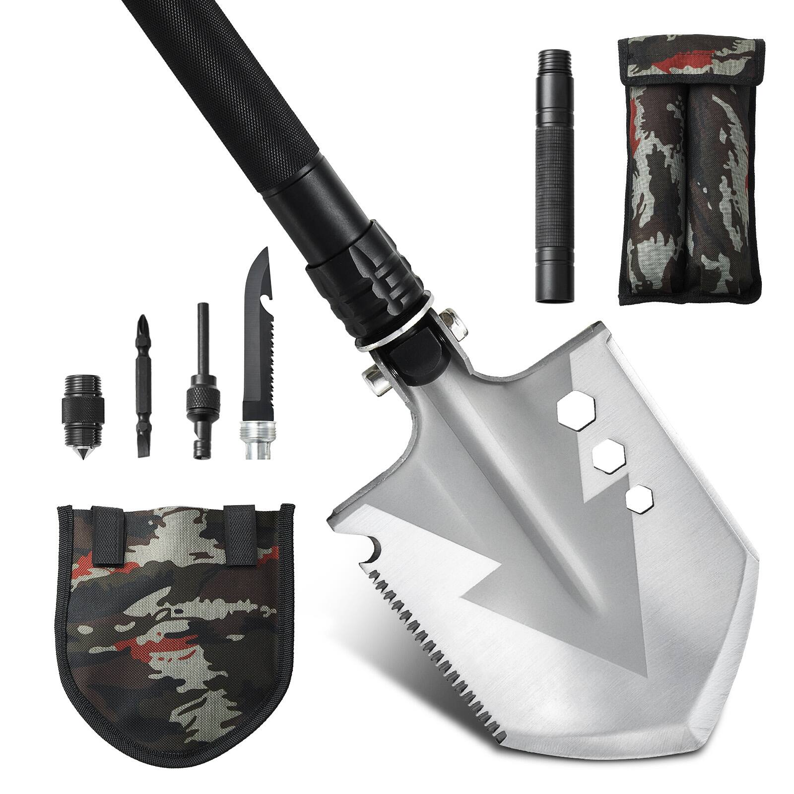 Angle. LOVMOR - 8 In 1 Folding Survival Shovel Portable Camping Multitool.