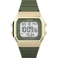 Timex Unisex Activity Tracker 40mm Watch - Black Strap Digital Dial Gold-Tone Case - Black - Front_Zoom