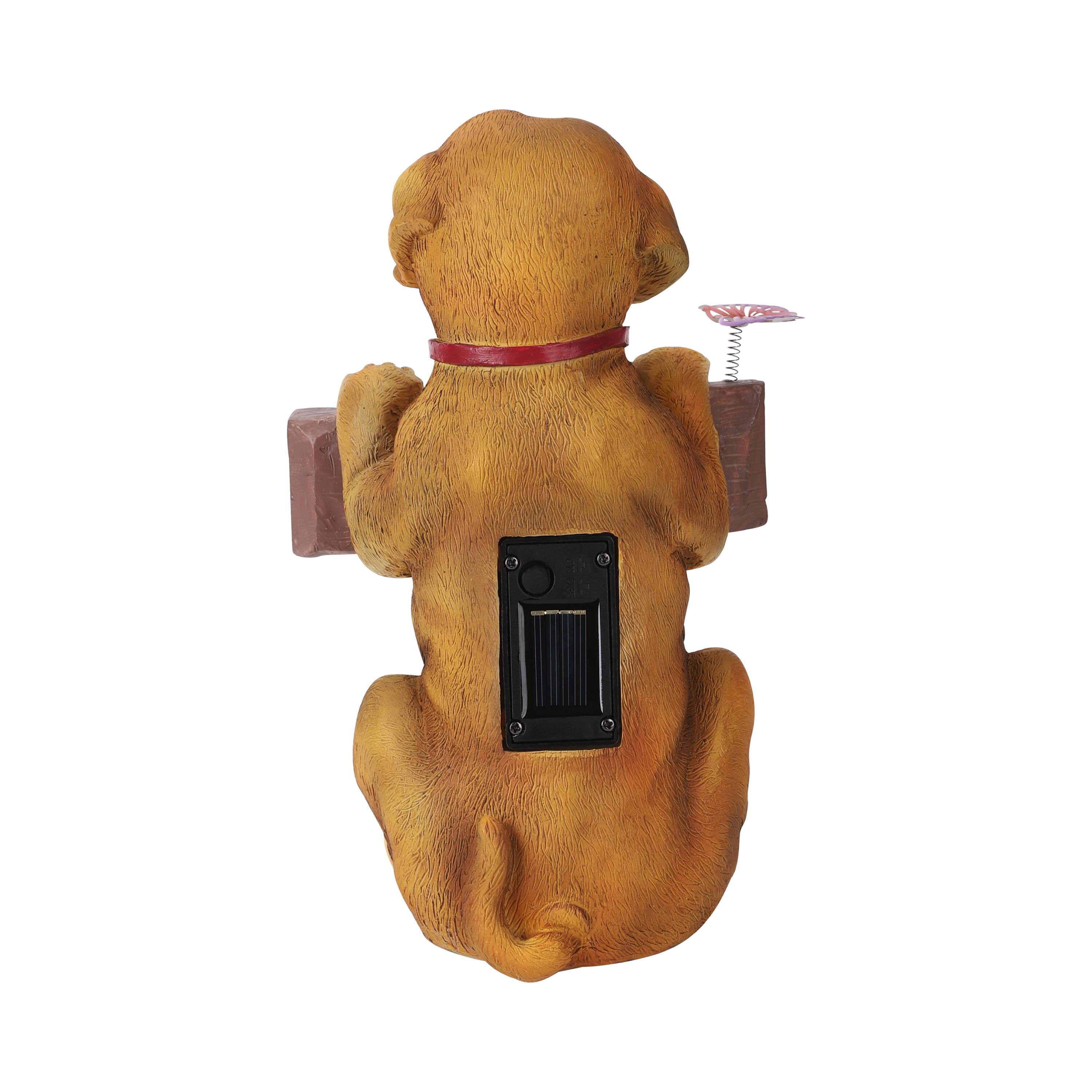 Alt View 5. Techko - Barkley the Greeting Puppy Solar Outdoor Garden Statue with Integrated LED Light.