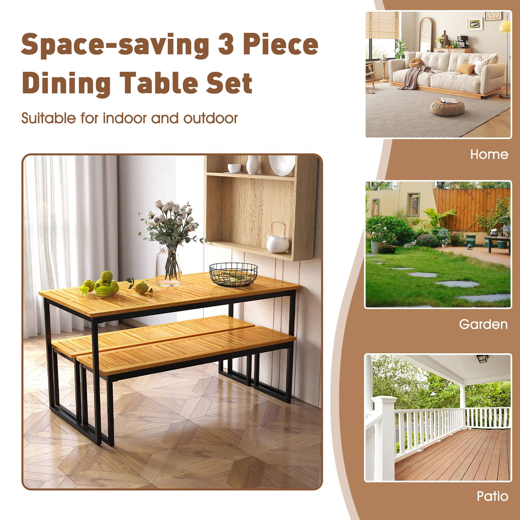 Space-saving 3 Piece Dining Table Set Suitable for indoor and outdoor add: Home, Garden, Patio