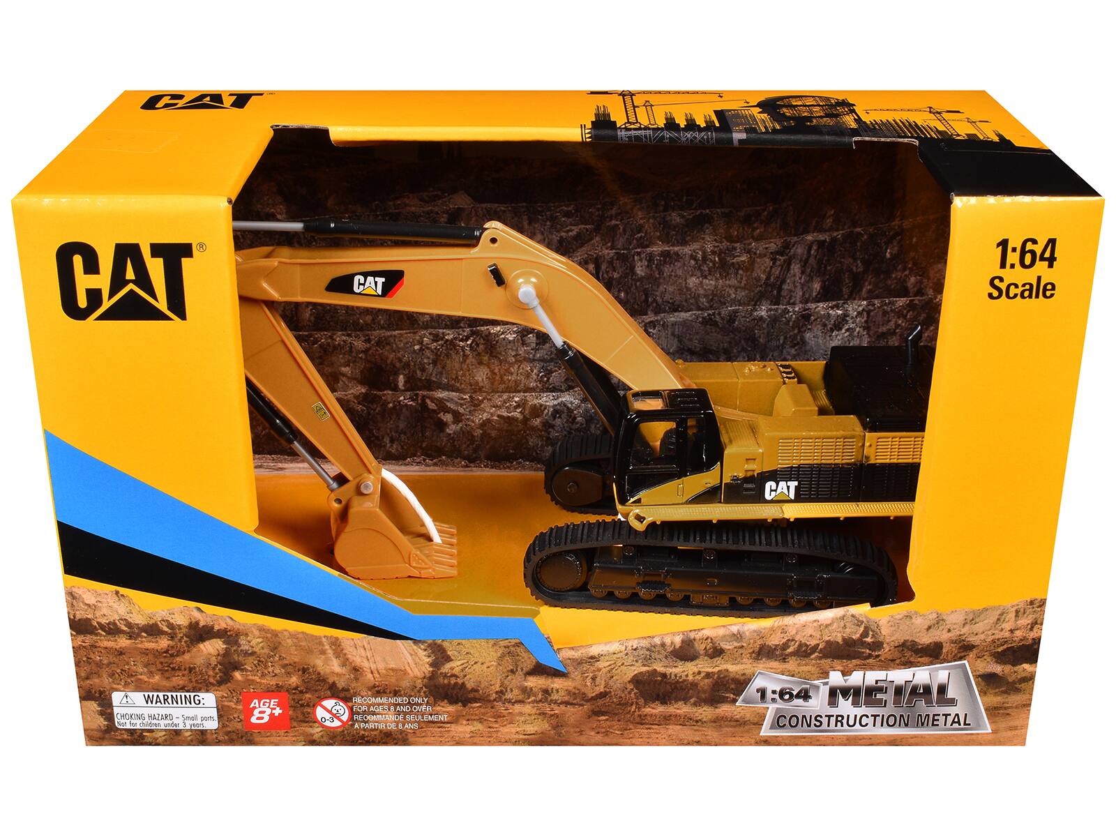 FA CAT CAT 1:64 Scale CAT WARNING: CHOKING HAZARD - Small parts. Not for children under 3 years. AGE 8+ RECOMMENDED ONLY. AGES 8 AND OVER. A PARTI DE 8 ANS. 1:64 METAL CONSTRUCTION METAL