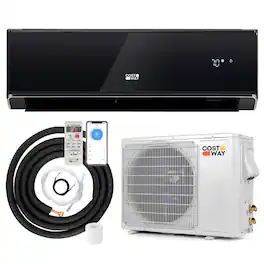 Costway - 18000BTU Wifi Enabled Mini Split Air Conditioner & Heater with Heat Pump Black - Black + White