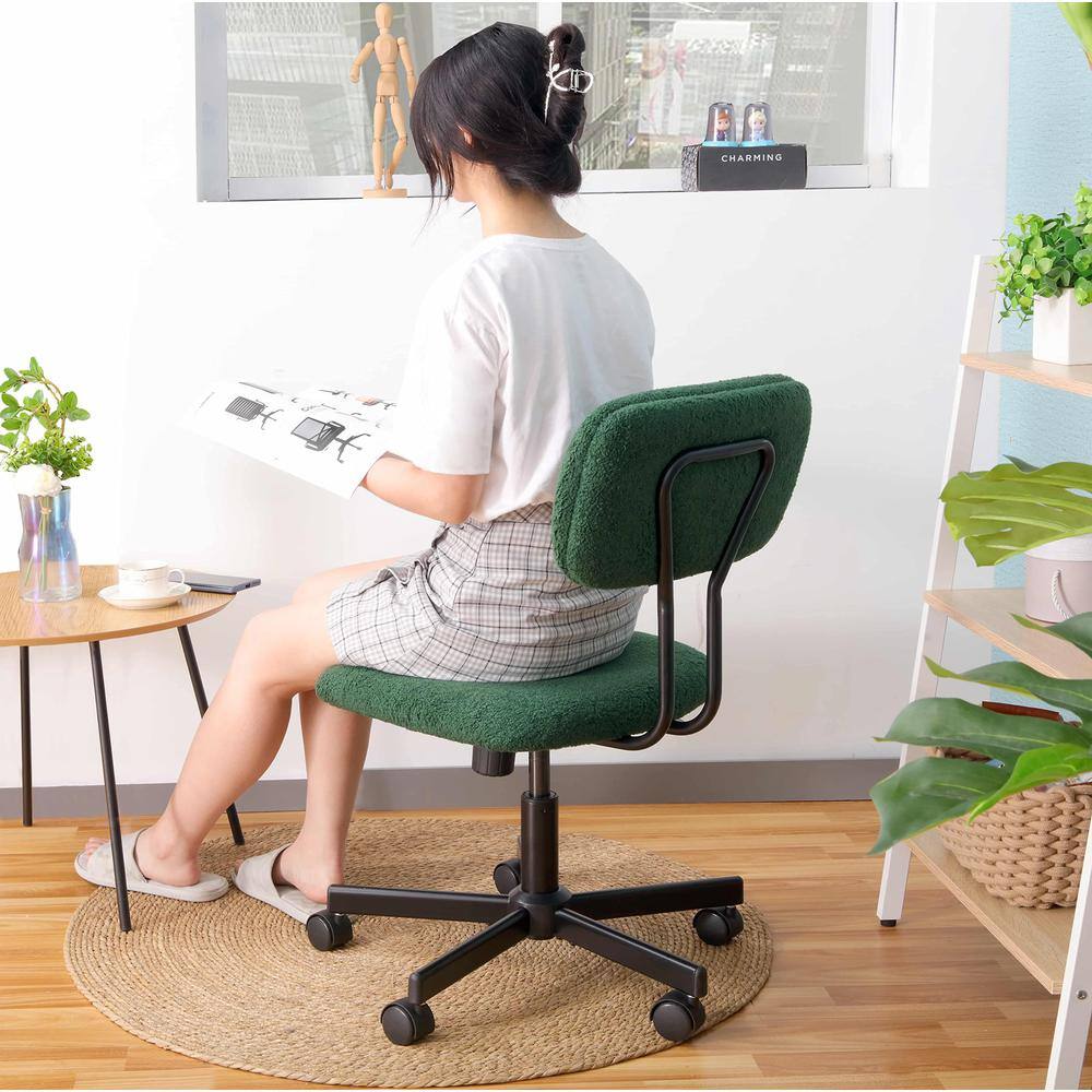 Alt View 2. JJS - Ergonomic Adjustable Swivel Small Armless Home Office Desk Chair - Green.