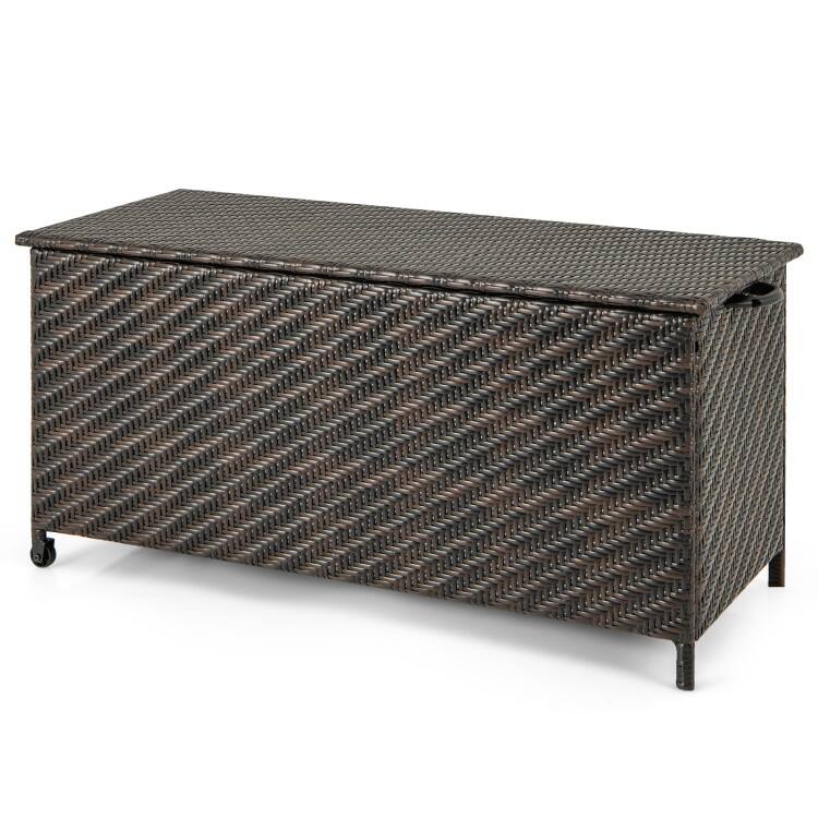 Alt View 3. Mondawe - 85 Gal Outdoor Storage Box with Removable Liner and Universal Wheels - Brown.